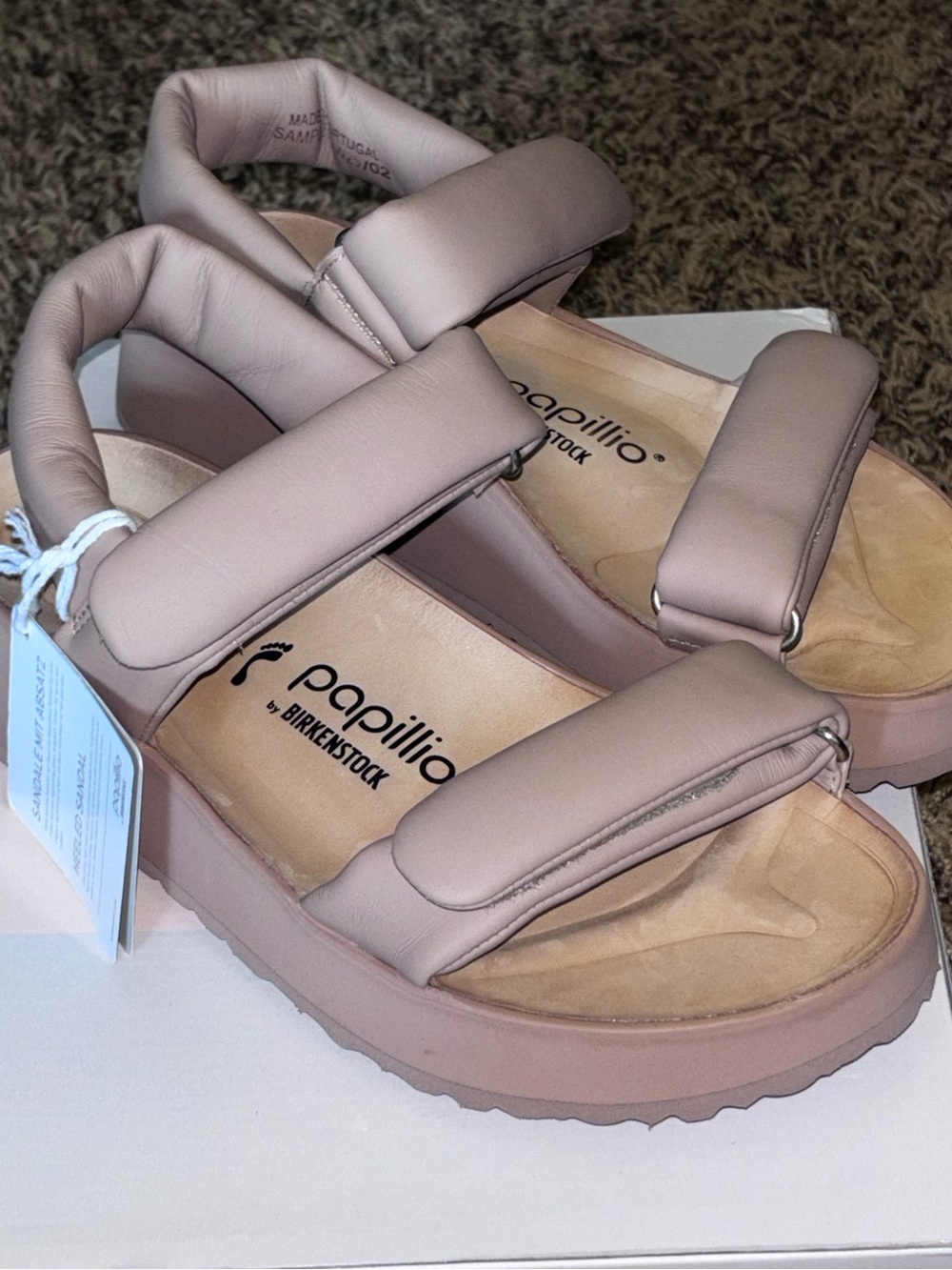 Papillio x Birkenstock Women's EUR 38 US 7 Nougat Leather Theda Wedge Sandals